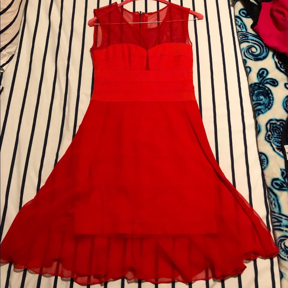 bcbgmaxazria red aline dress
